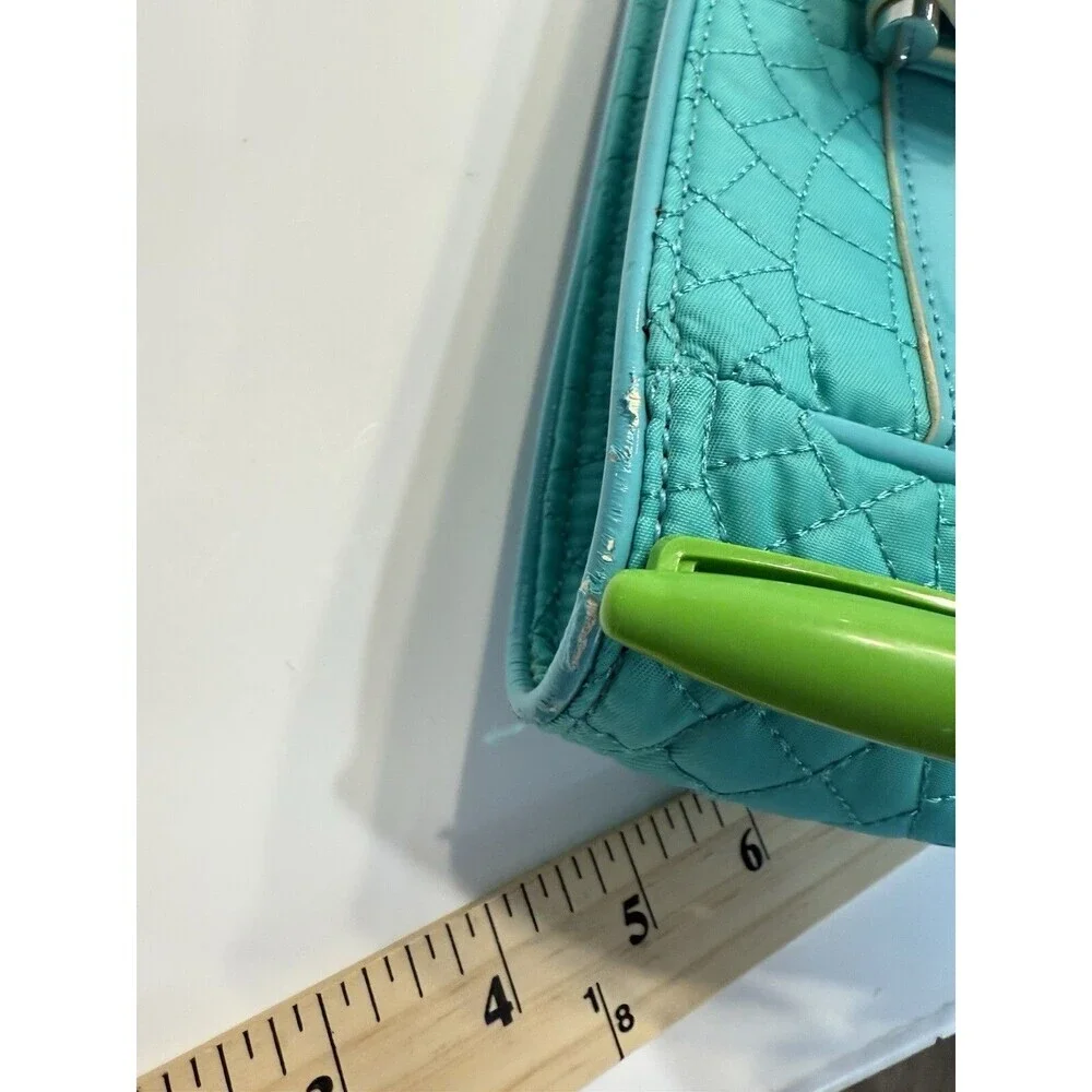 Vera Bradley Vera Tote Forever Green Teal Checkered Quilted Laptop Bistro Large